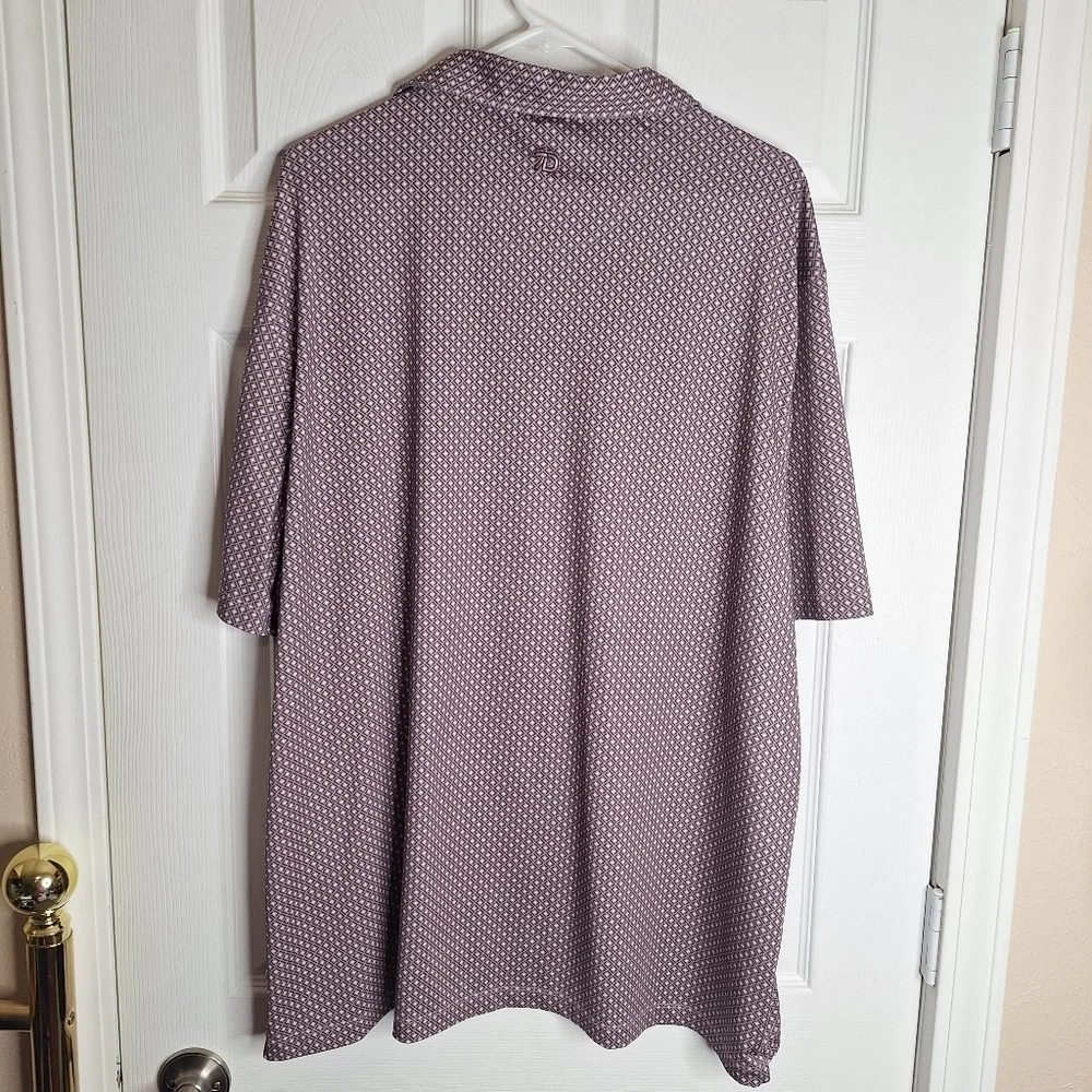 7 Diamonds Pierson 4 Way Stretch Polo Shirt Men's Size XXL Pink Blue Golf Preppy